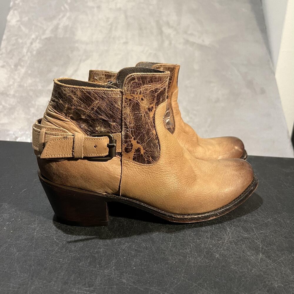 JB Dillon Boots Womens Size 11 B Brown Leather Ankle Western Buckle Zip